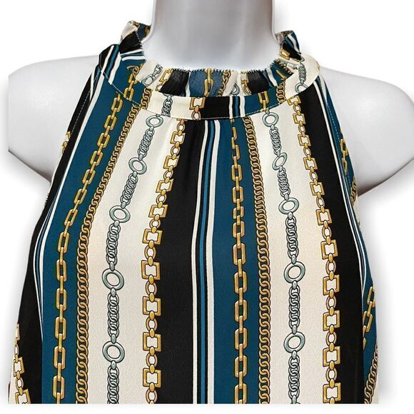 NWT Apt. 9 Chain Print Poly Halter Sleeveless Top - Picture 2 of 6